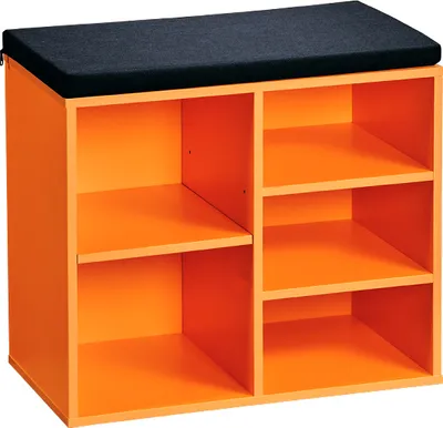 Produktbild von KESPER® Schuhschrank orange, Sitzkissen, 3 Fächer + 1 großes Fach, -, variabler Boden, Flurbank 51,5x29,5x48cm, Garderobenbank 15965
