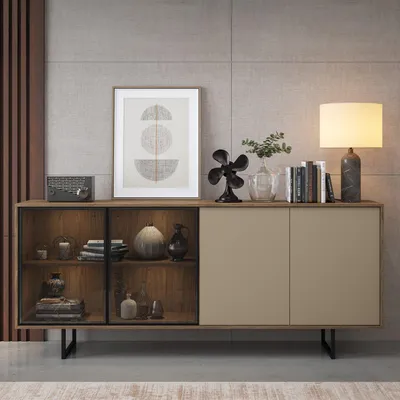 Immagine prodotto di Rivarone - Credenza, 200x40x87h cm Beige, 3 Ripiani