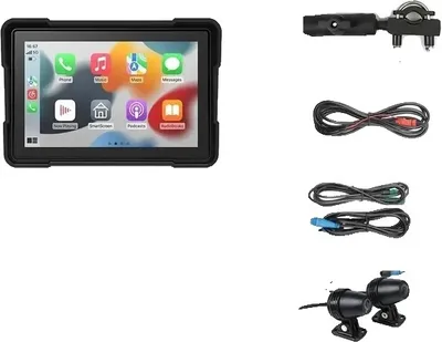 Obrázok produktu pre Navigácia na motorku GPS navigátor, bezdrôtový CarPlay, vodotesná obrazovka IPX7, navigátor s 2X