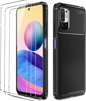 Produktbild von Hülle für XIAOMI REDMI NOTE 10 5G/ POCO M3 PRO 5G Schwarze Rückseite + 3x Glas