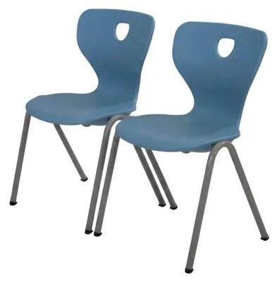Zdjęcie produktu dla Zestaw szkolny nowoczesny, ergonomiczny, szary, biurko szkolne, niebieskie krzesło, dwuosobowe