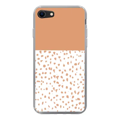 Produktbild von MuchoWow® Handyhülle Schutzhülle Hülle für iPhone 8 Tupfen - Orange - Weiß Silikon Softcase Handy Hülle - Schutzhaube