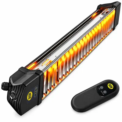 Zdjęcie produktu dla Mo-el promiennik ciepła podczerwień IRIS 1800W IP65 z pilotem 867NRC taras patio lampa grzewcza elektryczna na zewnątrz ogrzewacz tarasowy czarny