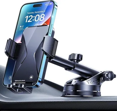 Productafbeelding van Telefoonhouder Auto - Koolzwart - Universele Mobiele Telefoonhouder met Draaibare Zuignap - Voor iPhone en Android