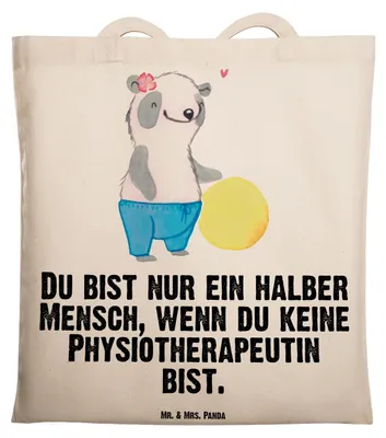 Produktbild von Mr. & Mrs. Panda Shopping Tasche Physiotherapeutin Herz - Transparent - Geschenk, Uni, Schultasche, Tote Bag, Stoffbeutel