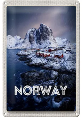 Produktbild von Blechschild Reise 20x30cm Norwegen Winterzeit Frost Kälte Meer