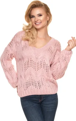 Produktbild von PeeKaBoo Frauen frei gehäkelt Pulli mit V - Ausschnitt Gardons rosa universal
