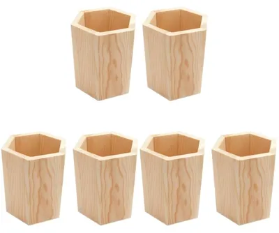 Immagine prodotto di Solidchoice - Porta penne in legno per scrivania, con 6 scomparti