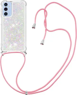 Produktbild von Samsung Galaxy A15 Hülle - Coverup Liquid Glitzer Back Cover mit Handykette - Weiß