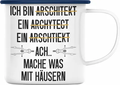 Produktbild von Trendation - Architekt Geschenk Emaille Tasse Lustig Emaille Emaille Tasse mit Spruch Architektur Architekten Geschenkidee (Blau)