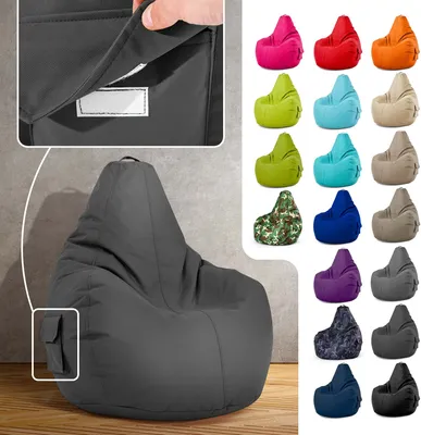 Produktbild von Green Bean® Sitzsack mit Rückenlehne "Cozy" 80x70x90cm - Gaming Chair mit 230L EPS Perlen Füllung - Anthrazit