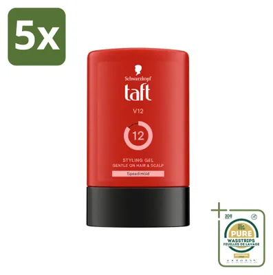 Imagen del producto de 5 unidades de Gel de peinado Taft V12, fijación extremadamente fuerte, 300 ml, pack ahorro