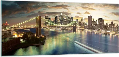 Produktbild von Bilder auf glas - Amerika Architektur New York - 100x40cm - Glasbilder - Wandbilder - Kunstdruck - zum Aufhängen bereit - Wanddekoration aus Glas - Glas Bilder - Wandbild auf Glas - GAB100x40-0226