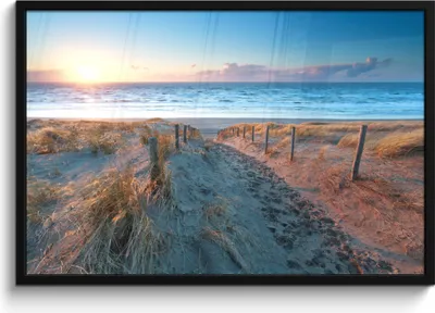 Produktbild von MuchoWow® MuchoWow® Gerahmtes Poster Strand - Meer - Sonne - Düne 90x60 cm - Poster mit zchwarzem Bilderrahmen - Fotorahmen - Foto-Plakat