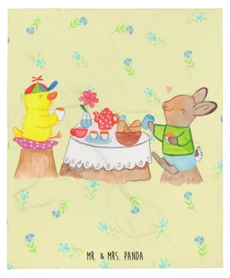 Produktbild von Mr. & Mrs. Panda Kuscheldecke Ostern Frühstück - Blumig - Geschenk, Tagesdecke, Ostergrüße, Plaid, Warme Decke, Osterhase, Bettdecke, Ostereier, Picknick