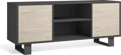 Produktbild von TV-Schränke für Wohnzimmer, Modell Wind, Grau und Eiche farbe, 137x40x57cm