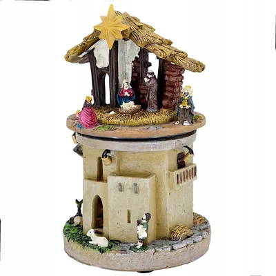 Produktbild von Weihnachtskrippe LED beweglich mit Musik Weihnachtsdeko Krippenszene für Weihnachtsbaum und Zuhause