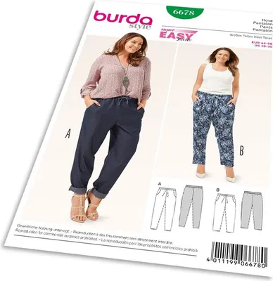 Obrázek produktu pro Střih Burda 6678 - Kalhoty s pasem do gumy pro plnoštíhlé