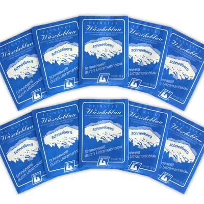 Produktbild von 10 x 10g Wäscheblau weiße Wäsche Gardinen Wäscheweiss Waschmittel 100g