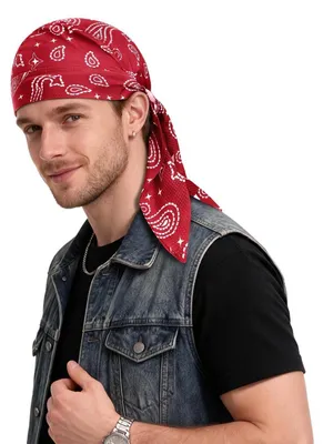 Produktbild von Kopftuch Bandana Cap Sport Stirnband Baumwolle Rot-Paisley