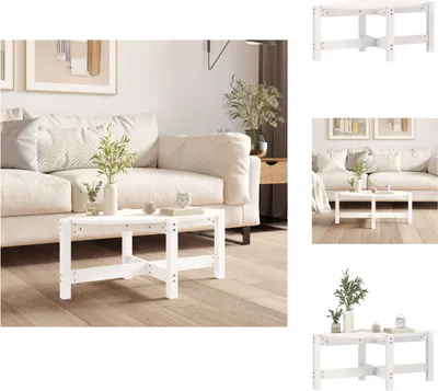Zdjęcie produktu dla vidaXL Stolik kawowy biały 87x48x35 cm lite drewno sosnowe - Stoliki kawowe