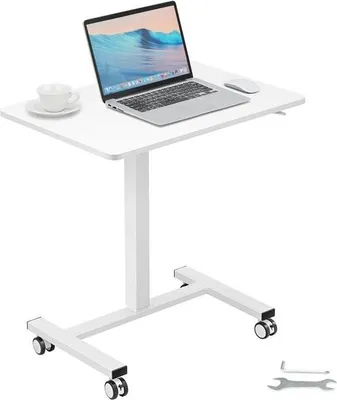 Produktbild von Laptoptisch höhenverstellbar 713-1118 mm Notebooktisch Projektionstisch Weiß Laptoptisch Roll-up 690 x 480 mm Mobiler Schreibtisch Wartungstisch Computertisch Workstation für Zuhause, Büro
