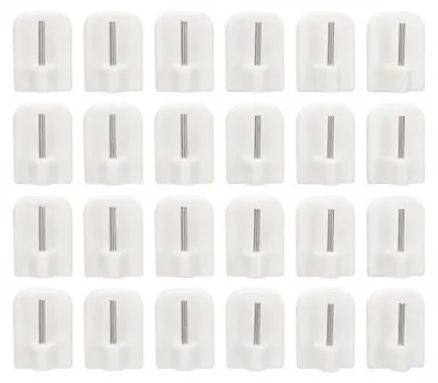 Productafbeelding van Zelfklevende gordijnhaakjes - 24 stuks - Voor het monteren van gordijnroedes zonder boren - Wit