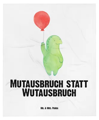 Produktbild von Mr. & Mrs. Panda Babydecke Schildkröte Luftballon - Weiß - Geschenk, Motivationsspruch, Motivation, Kinderdecke, Schildkröten, Plaid, Fleecedecke, Kinderwagendecke
