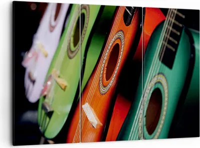 Produktbild von Bild auf Leinwand - Leinwandbild - Gitarre Musik Instrument - 105x70cm - Wand Bild - Wanddeko - Leinwanddruck - Bilder - Kunstdruck - Wanddekoration - Leinwand bilder - Wandkunst - CE105x70-2113