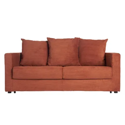 Produktbild von Miliboo - 3-Sitzer Schlafsofa aus Cord-Samt in Terrakotta mit einer Matratze von 13 cm BACIO