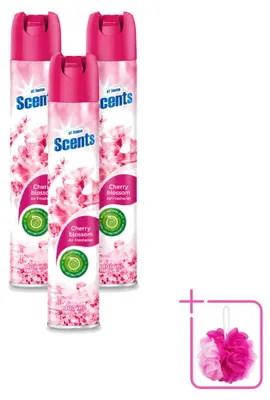 Productafbeelding van 3 x Luchtverfrisser spray - Kersenbloesem - 400 ml - Voordelige verpakking - 3 stuks