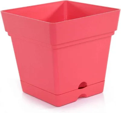 Image de Jardinières carrées en plastique - idéales pour l'intérieur et l'extérieur - avec fond et trous de drainage - jardinières élégantes pour terrasses - accessoires de décoration - 16,75 cm de largeur x 16,75 cm.
