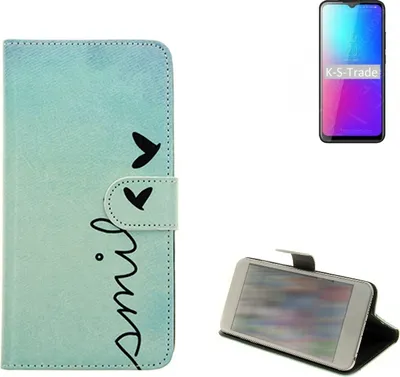 Produktbild von K-S-Trade Schutz Hülle Handy Hülle kompatibel mit Blackview BV5100 Pro Hülle Handyhülle cover bookstyle Etui Handyhülle ''smile'' türkis