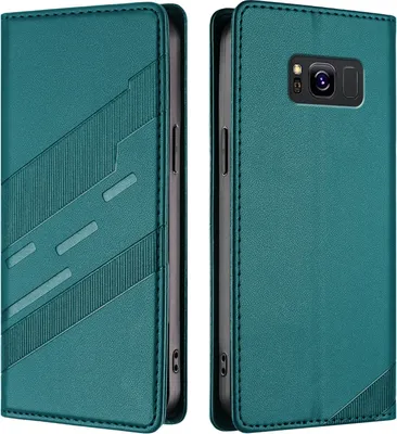 Produktbild von Hülle für Samsung Galaxy S8, Kunstleder Brieftaschen Handyhülle mit Kartenfach und Standfunktion Grün
