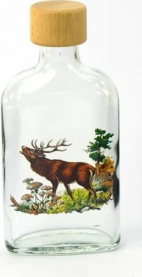 Obrázok produktu pre Fľaša sklo 200ml PLACKA s dreveným viečkom LOV