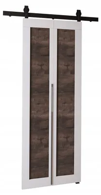 Produktbild von KierMoebel Schiebetür Komplettset QUDIO M1 Weiß + Esche 66x205x3,2 cm Wohnzimmer Schiebetür