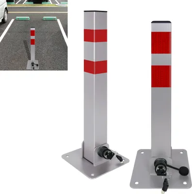 Produktbild von LARS360 2x Parkplatzsperre Klappbar Parkpfosten Metall Stahl Absperrpfosten mit Schlüssel für Garage Parkplatz