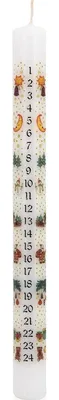 Produktbild von INNA-GLAS Advents Stabkerze LAMBERTINA, Adventstage Fotodruck, weiß-bunt, 25cm, Ø2,3cm - Germany - Adventskalender Kerze