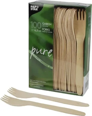 Produktbild von 100 Gabeln, Holz "pure" 16,5 cm