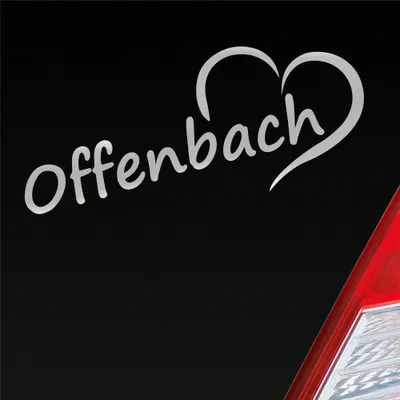 Produktbild von Auto Aufkleber Offenbach Herz Stadt City Liebe Love Heart 19x8 cm Silber Sticker Heckscheibenaufkleber
