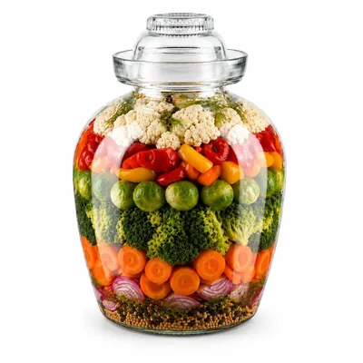 Produktbild von 10 L Fermentationsglas mit Wasserverschluss & Glasschale – Gärglas für Kimchi, Sauerkraut, Kefir & Kombucha – Einmachglas zum Fermentieren, KI-generiertes Bild