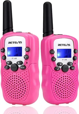 Produktbild von Retevis RT388 dětská vysílačka, hračka od 4-12 let, vysílačka se svítilnou VOX, vánoční dárky pro děti (1 pár, růžová)