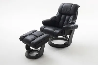 Produktbild von CALGARY Relaxer mit Hocker, Farbe:Schwarz/Schwarz