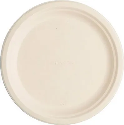 Produktbild von Zuckerrohrteller, rund, natur, 22,6 cm, 50 Stück.