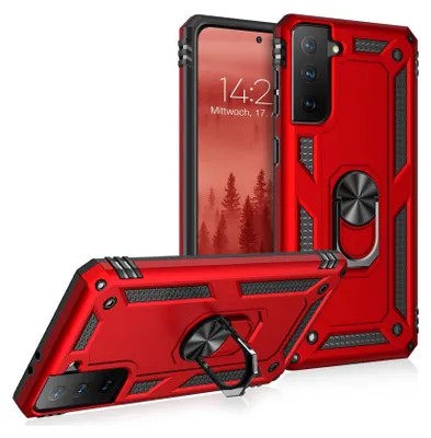 Produktbild von Armor Outdoor Handyhülle für Samsung Galaxy S21 FE Handy Panzer Case Cover Schutzhülle Farbe: Rot