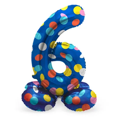Produktbild von Stehender Zahl 6 Ballon Konfettiregen 72cm