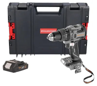Zdjęcie produktu dla Wiertarko-wkrętarka udarowa akumulatorowa Procraft Industrial CD20B-BB 20 V 150 Nm bezszczotkowa + 1x akumulator 2,0 Ah + walizka narzędziowa RHINO – bez ładowarki