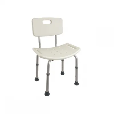Image de Mobiclinic, chaise de douche avec dossier, Olivo, , réglable en hauteur, avec embouts en caoutchouc antidérapant, chaise de bain en aluminium et PVC, tabouret de bain, blanc