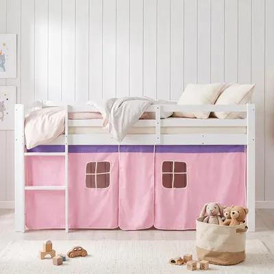 Produktbild von Homestyle4u Bettvorhang für Hochbett Vorhang Stoff Baumwolle Rosa Mädchen