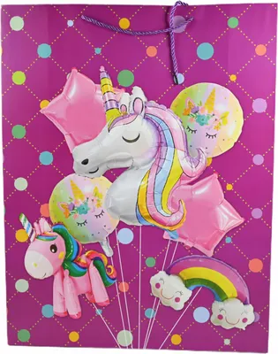 Produktbild von Geschenktüte Einhorn 43x55cm - Zauberhafte Geschenkverpackung für Mädchen & Kindergeburtstag